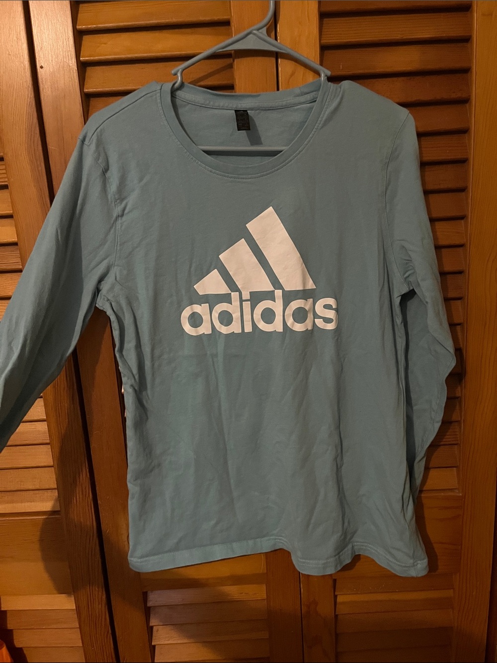 adidas Light Blue Long-Sleeve Logo Shirt